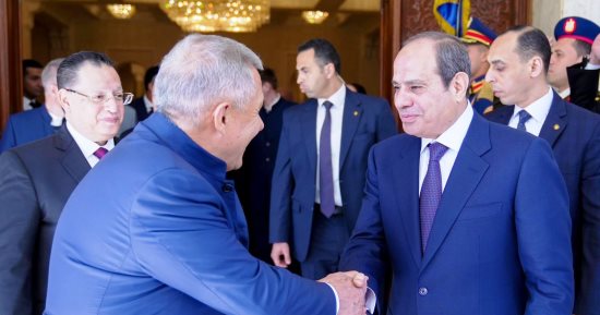 الرئيس السيسى يستقبل رئيس تتارستان ويشيد بالعلاقات بين مصر وروسيا الاتحادية