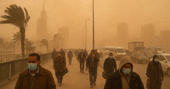 استمرار الأتربة وانخفاض الرؤية.. الأرصاد توصى بارتداء الكمامات فى هذه المحافظات