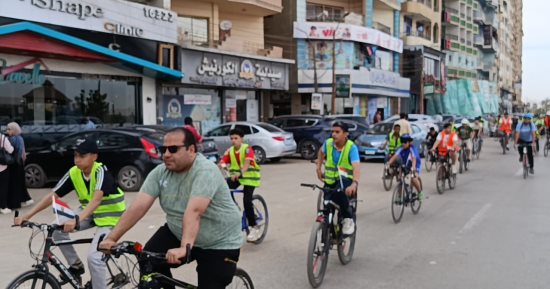 ماراثون للدراجات بالأعلام على كورنيش بني سويف احتفالًا بذكرى  تحرير سيناء