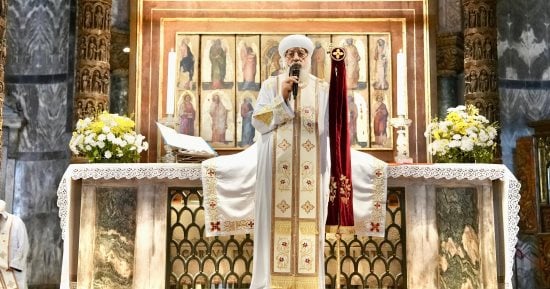 البابا تواضروس الثاني يصلي القداس في بازيليكا سان ماركو بڤينيسيا أمام جسد القديس مرقس الرسول