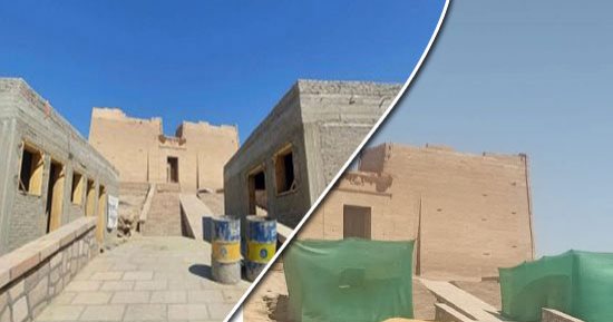 حقيقة لقطات تظهر إنشاءات حديثة بجزيرة معبد كلابشة فى أسوان