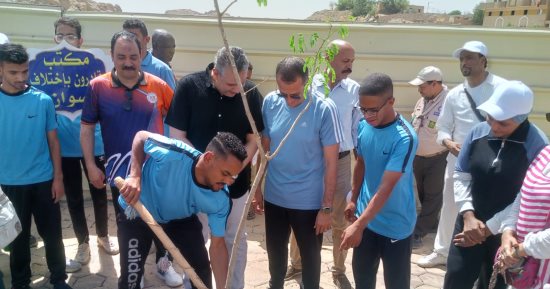 محافظ أسوان يدشن حملة التشجير بطريق السادات