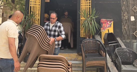 الطالبية تواجه احتلال الأرصفة.. حملات مكثفة ومصادرة إشغالات المقاهى المخالفة