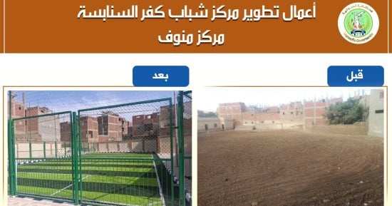 محافظ المنوفية: الانتهاء من أعمال تطوير مركز شباب كفر السنابسة بمنوف