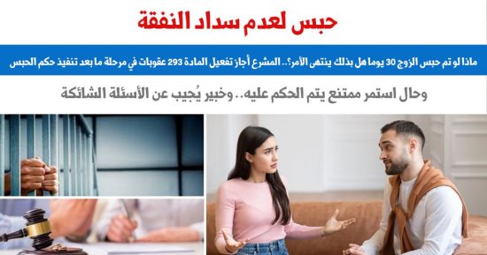 حبس لعدم سداد النفقة.. ماذا لو تم حبس الزوج 30 يوما هل بذلك ينتهى الأمر؟.. برلماني