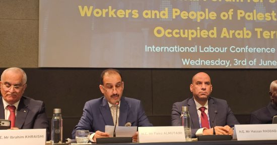 وزير العمل من جنيف: فلسطين ليست قضية العرب فقط بل قضية كل من يؤمن بالحرية والعدالة