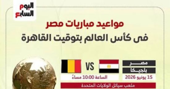 مواعيد مباريات مصر في كأس العالم بتوقيت القاهرة.. إنفوجراف