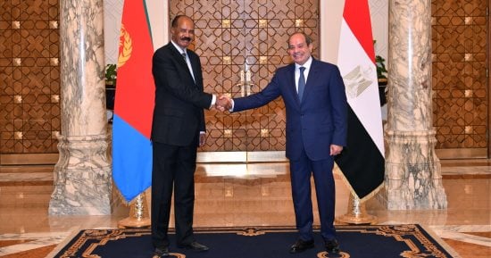 رئيس إريتريا يؤكد رغبة بلاده في تكثيف العمل مع مصر وتعزيز العلاقات الأخوية