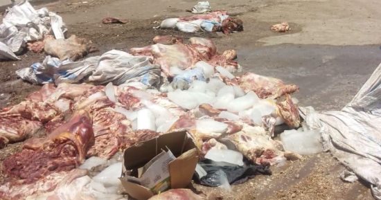 التحفظ على طن لحوم مذبوحة خارج المجازر بعد انقلاب سيارة نقل بسوهاج