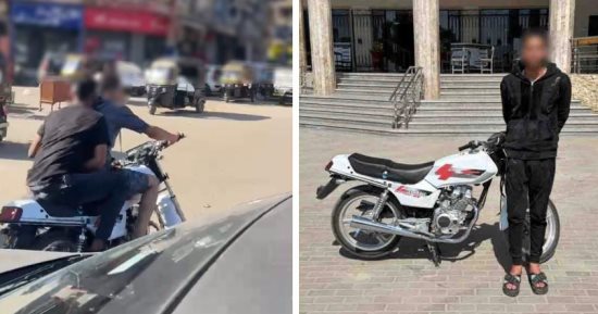 ضبط سائق دراجة نارية اصطدام بملاكي وسب صاحبها