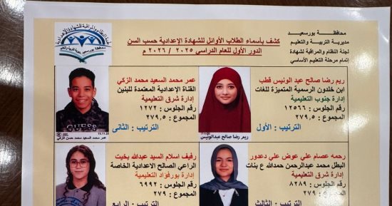 ننشر أوائل الشهادة الإعدادية في محافظة بورسعيد
