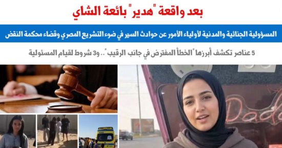 بعد واقعة بائعة الشاى.. المسؤولية الجنائية والمدنية لمتولى الرقابة عن حوادث السير