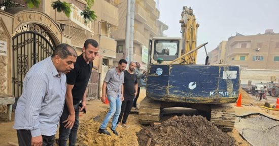 مياه المنوفية: متابعة أعمال إصلاح خط مياه قطر 800 مم وخط خدمة قطر 200 مم بمدينة الشهداء