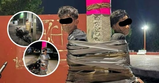 غموض يحيط بـ"باتمان المكسيكى" بعد تقييد لصوص دراجات نارية فى أعمدة الإنار