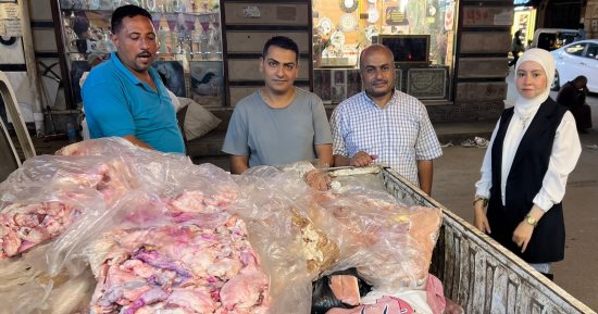 ضبط نصف طن مصنعات لحوم ودواجن مجهولة المصدر  غير صالحة للاستهلاك الادمي