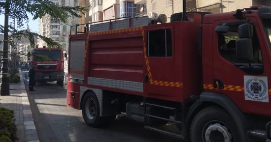 حريق برج معهد الاتصالات.. ومحافظ سوهاج يتابع إخماد النيران من موقع الحادث