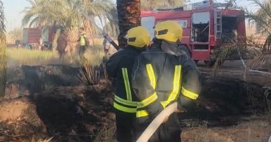 السيطرة على حريق قرية القصر فى الداخلة.. ونجاح جهود الإخماد والتبريد
