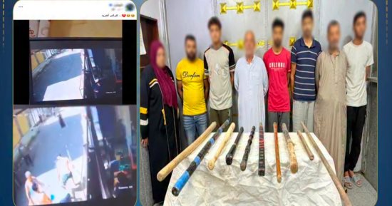 ضبط المتشاجرين بعصى خشبية بسبب خلافات عائلية.. فيديو
