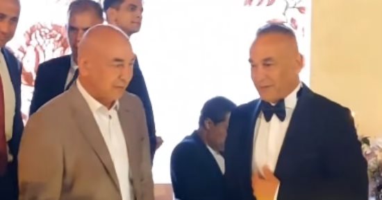 محمود طاهر ووليد صلاح الدين وباسم سمرة في حفل زفاف ابنة إبراهيم حسن