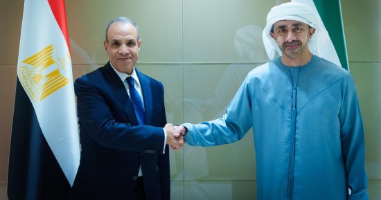 وزير الخارجية يبحث مع نظيره الإماراتي تعزيز العلاقات الثنائية ومتابعة مستجدات الأوضاع الإقليمية