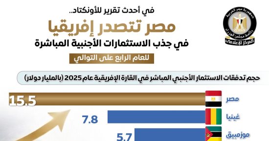 مجلس الوزراء: مصر تتصدر إفريقيا بجذب الاستثمارات المباشرة للعام الرابع 
