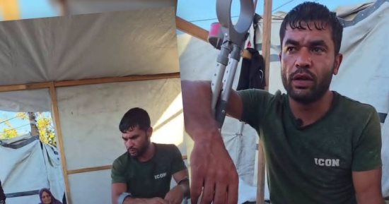 "بقدم بترتها الحرب وقلب أنهكه الفقد".. فادي شقورة ناجٍ يحمل جراحه وجراح عائلته بقدم واحدة في قلب غزة.. الشاب يرعى والديه المصابين بعد استشهاد شقيقه.. ويكافح للبقاء ويواصل الصمود وسط أنقاض القطاع وظروف قاسية