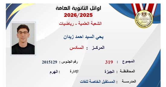 السادس على الجمهورية علمي رياضيات: الفرحة مش سايعاني.. والهندسة حلمي