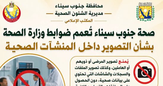 صحة جنوب سيناء تشدد ضوابط التصوير بالمنشآت الصحية حفاظا على خصوصية المرضى
