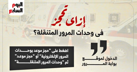 خطوة بخطوة.. إزاي تحجز موعد بوحدات المرور المتنقلة إلكترونيا؟.. انفوجراف