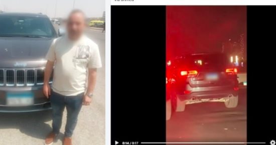 ضبط سائق لسيره بسيارة أعلى رصيف معرضا حياته للخطر