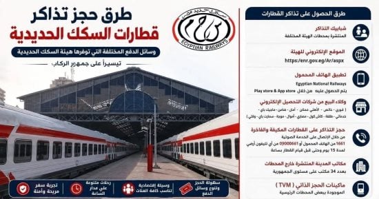 السكة الحديد: ​7 طرق لحجز تذاكر القطارات ومنع التكدس بالمحطات