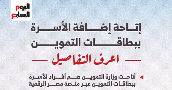إتاحة إضافة أفراد الأسرة على بطاقات التموين.. اعرف التفاصيل (إنفوجراف)