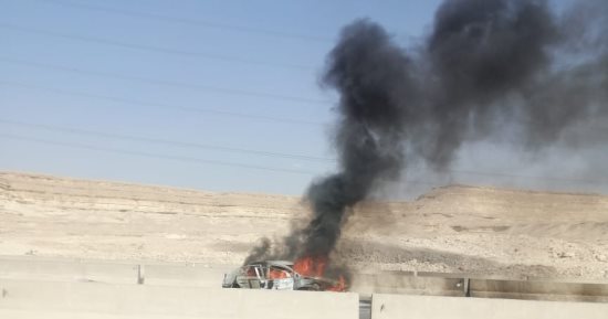 مصرع سيدتين وإصابة شاب فى اشتعال سيارة ملاكى بنفق سنور ببنى سويف