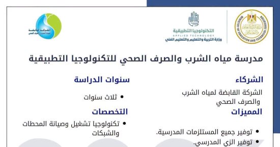 تعرف على تفاصيل التقديم بمدرسة مياه الشرب والصرف الصحي بسوهاج 