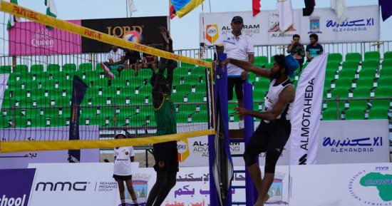 مصر تفوز على الجابون 2-0 فى بطولة أفريقيا للكرة الطائرة الشاطئية بالإسكندرية