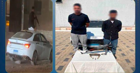 ضبط شخص ظهر من فتحة سيارة حاملا سلاح بموكب زفاف