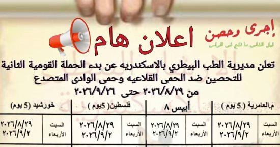 بيطرى الإسكندرية تطلق حملة للتحصين ضد الحمى القلاعية وحمى الوادى المتصدع