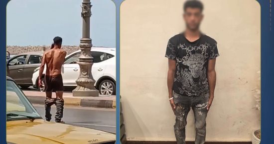 إيداع شخص مصحة نفسية بعد سيره عاريا في الإسكندرية..فيديو