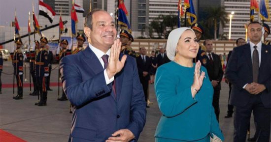 السيدة انتصار السيسى: من أرض النيل نرحب بكل محبة بالرئيس الصينى وقرينته