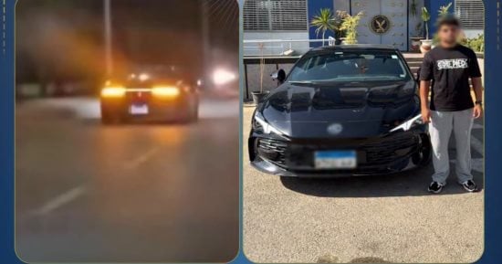 الداخلية تضبط طالبا يقود سيارة وصدم أخرى وهرب في الشيخ زايد.. فيديو