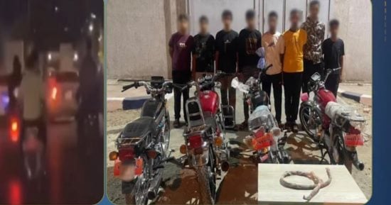 ضبط 8 أشخاص اعتدوا على المارة بحبل واستقلوا دراجات نارية برعونة فى بورسعيد
