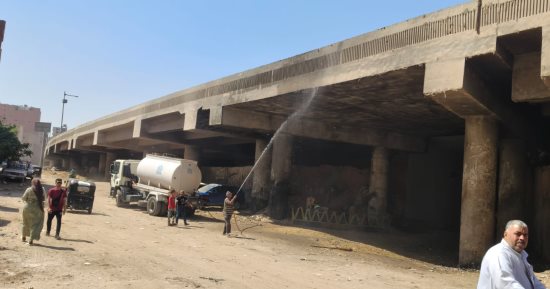 رفع 1300 طن رتش من نفق بالعمرانية.. وزراعة الأشجار لتحسين المظهر الحضارى