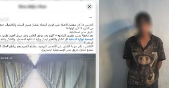 الداخلية تكشف ملابسات فيديو سرقة أسلاك كوبري مشاة بالسلام وتضبط المتهم