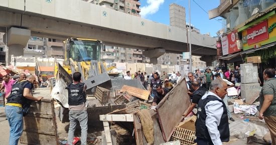 حملة مكبرة بالإسكندرية لرفع الإشغالات بشارع المعهد الديني 
