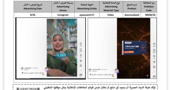 هيئة الدواء تحذر من 3 إعلانات غير مرخصة لمنتجات «Basalin» و«Averocobavit» و«Ezoko»