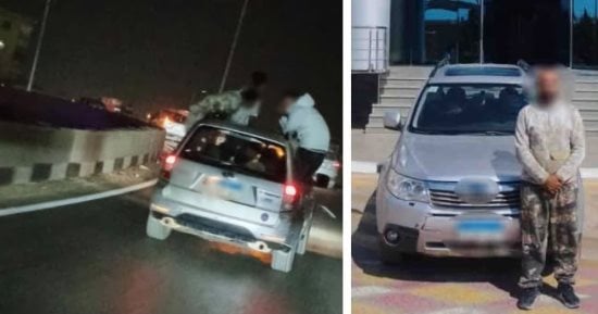 ضبط قائد سيارة سمح لركاب بالجلوس خارج النوافذ خلال حفل زفاف بالجيزة