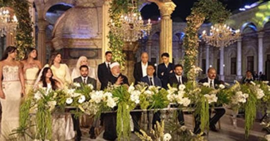 عمرو دياب وحسام غالي وكهربا وإكرامي ونجوم فن في زفاف ابنة أشرف عبد العزيز