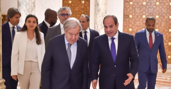 فخامة الرئيس السيسى يستقبل سكرتير عام الأمم المتحدة ويثمن مواقفه تجاه القضية الفلسطينية