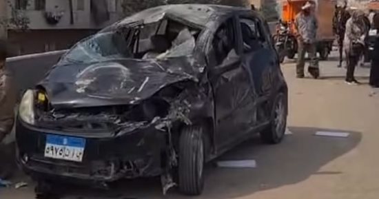 مصرع شخصين من المصابين في حادث تصادم سيارتين وعربة كارو أعلى الدائري