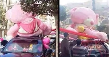 تداول صورة لأكبر دبدوب هدية "عيد الحب" بالمنصورة